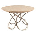 Ronde Eettafel met Houten Blad en Moderne Metaalbasis