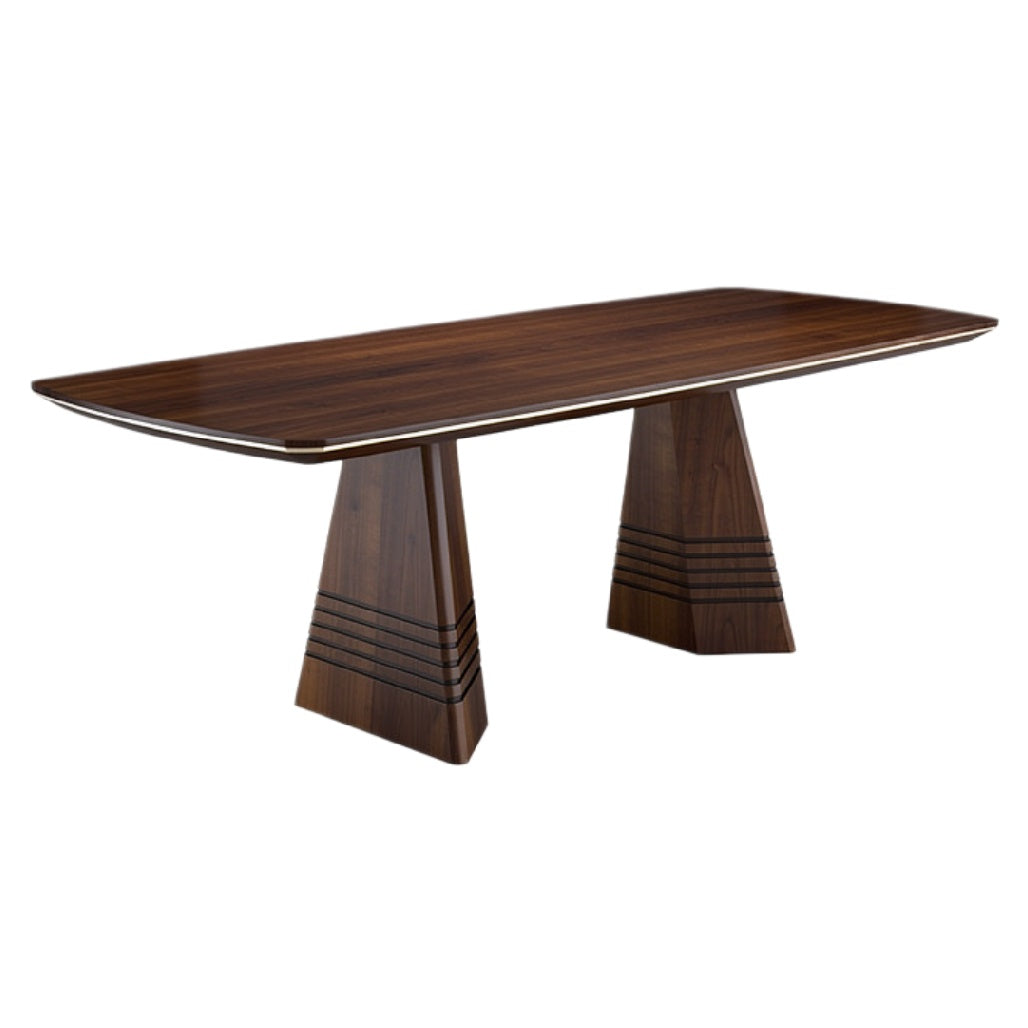 Technische Titel: "Moderne Design Eettafel van Walnoot Hout met Unieke Pootstructuur"
