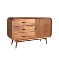 "Moderne houten dressoir met 3 lades en een deurtje"