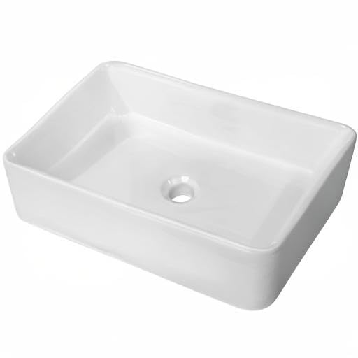 Bathroom Vessel Sink 19"x15" Rectangle Sink Above Counter White Porcelain Ceramic Modern Vanity Sink Art Basin with Faucet Hole