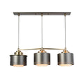 "Moderne Hanglamp met Drie Lichten in Zwart en Goud"