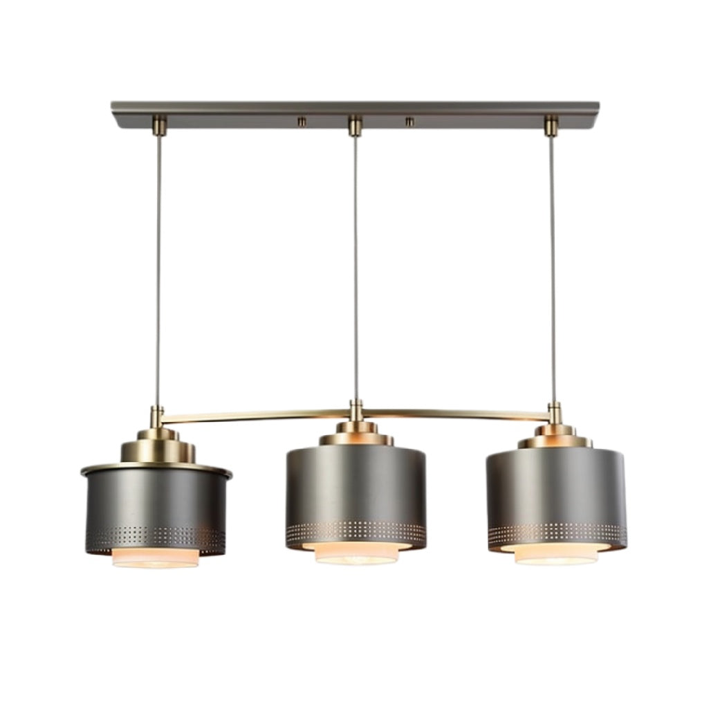 "Moderne Hanglamp met Drie Lichten in Zwart en Goud"