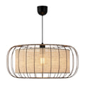 "Moderne Hanglamp met Linnen Shade en Metaalrand"