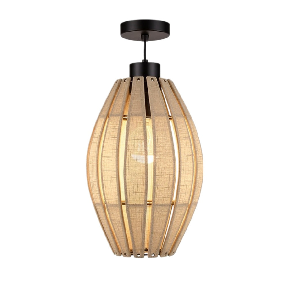 Hanglamp van Hout en Textiel met Modern Ontwerp