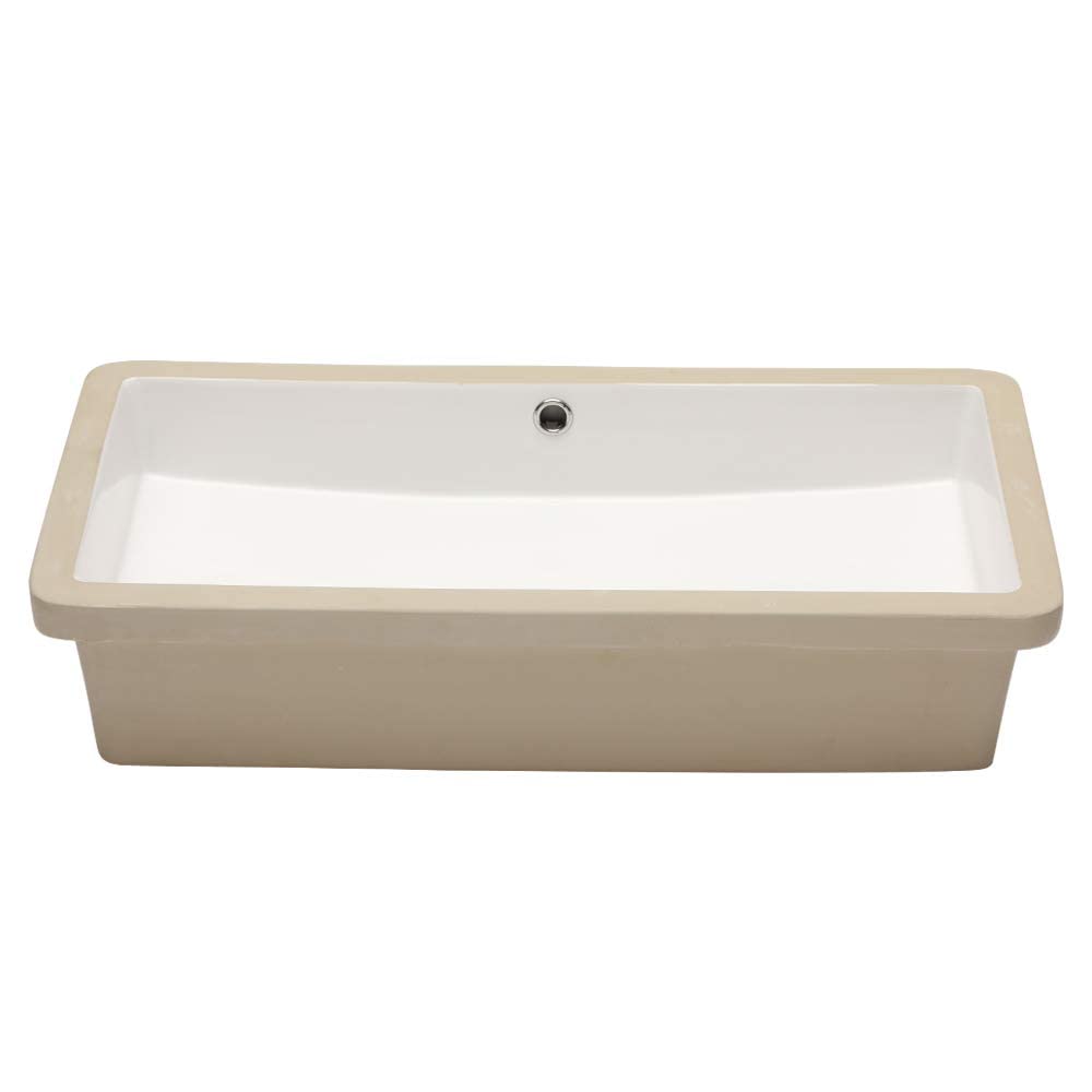 Lordear 17x12 Inch Undermount Bathroom Sink (Installation Size: 15"x10") Vanity Small Sinks Rectangle Pure White Porcelain Ceramic Bath Lavatory Vanity Sink Basin with Overflow