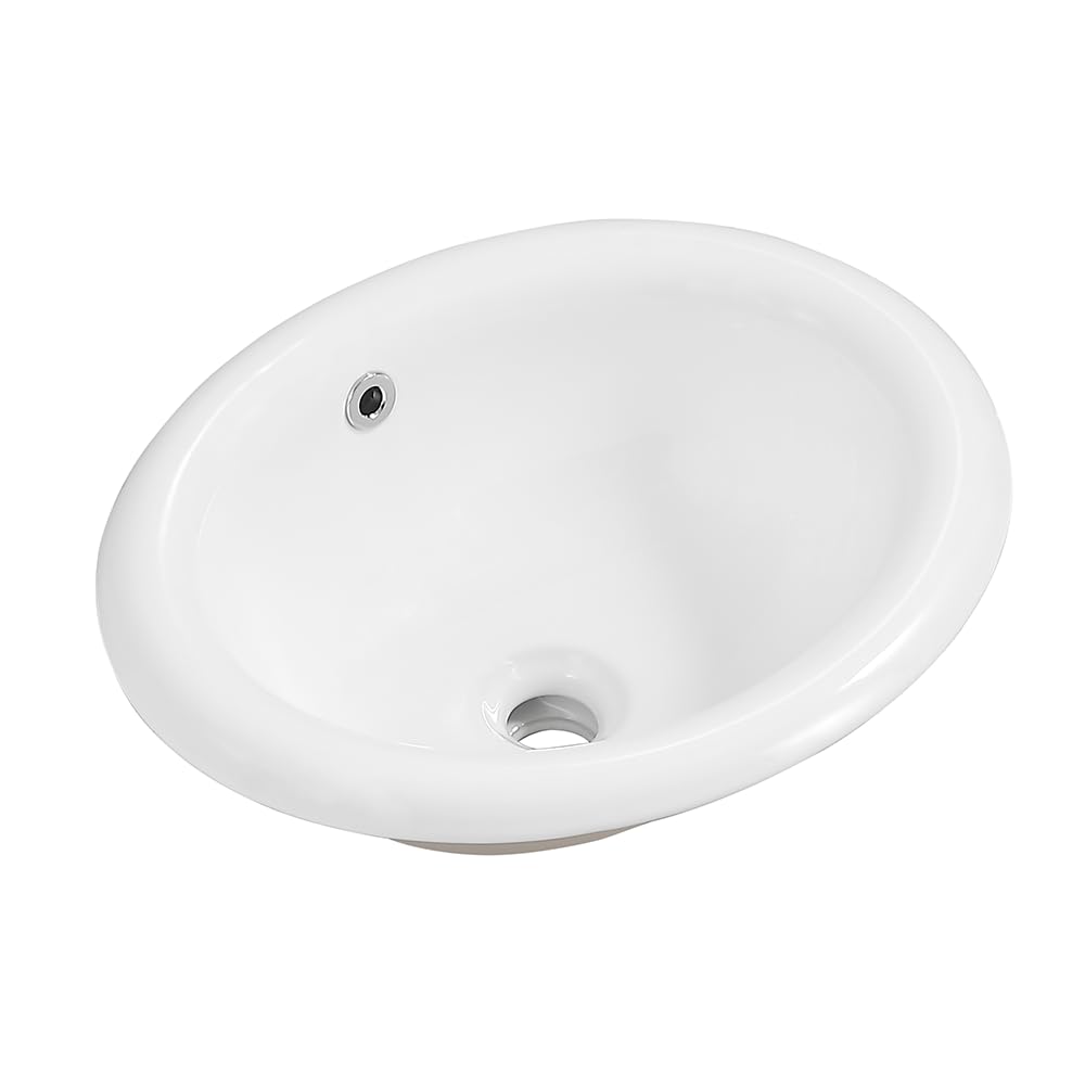 Bathroom Rectangle Vessel Sink 20" x 15" Semi Recessed Sink White Drop in ceramic Sink with Overflow Modern Sinks Bowl Vanity Above Counter Basin