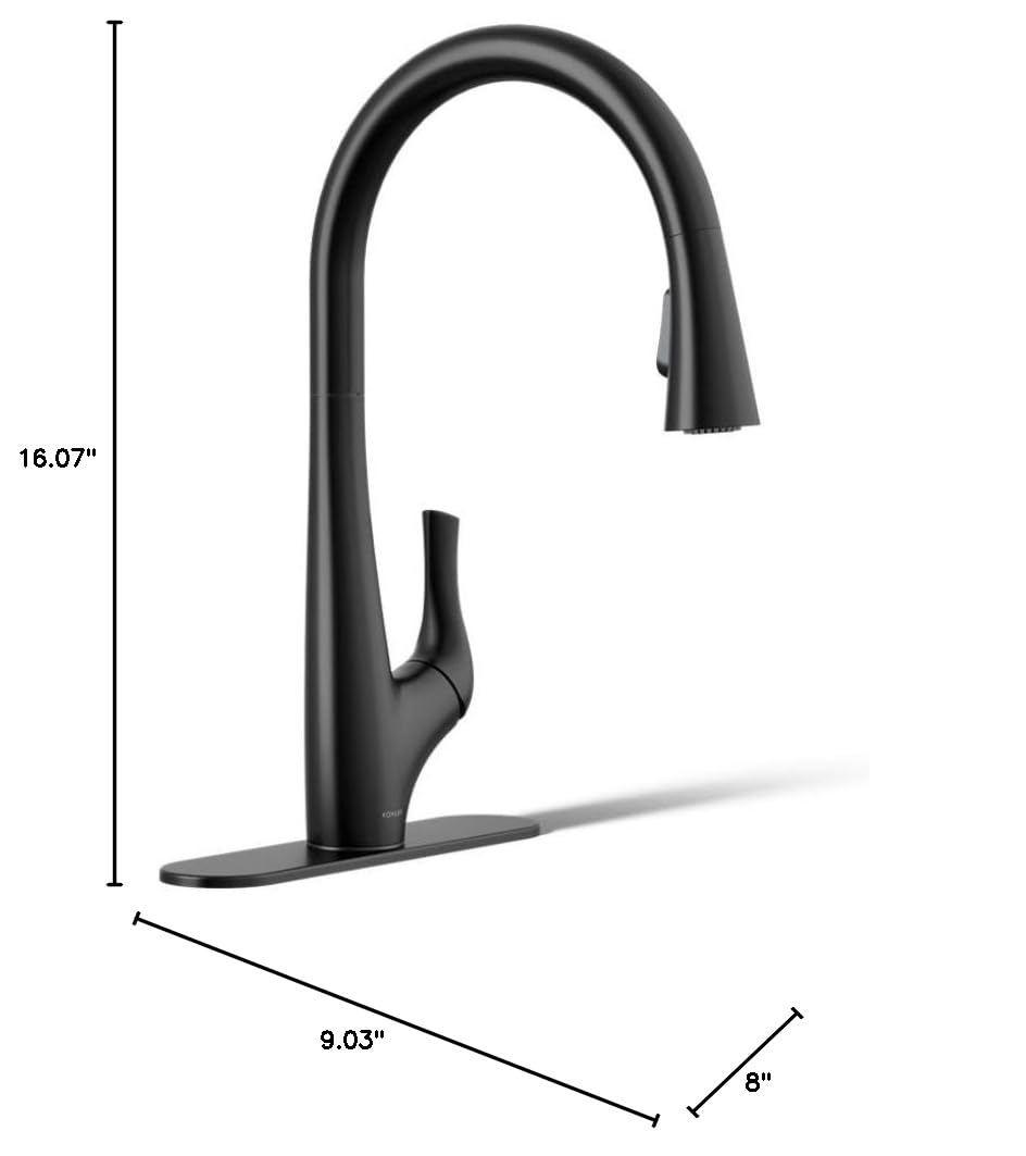 KOHLER R43210-VS Bevinâ¢ Kitchen Sink Faucet with Pull Down Sprayer, Two-Function Sprayhead Kitchen Faucets, 1.5 GPM, Vibrant Stainless