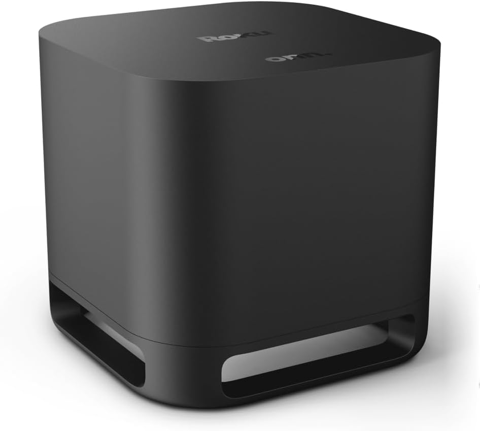 onn. Roku Wireless Subwoofer - 10" Driver with 150W Peak Power for Enhanced Home Theater Bass (Renewed)