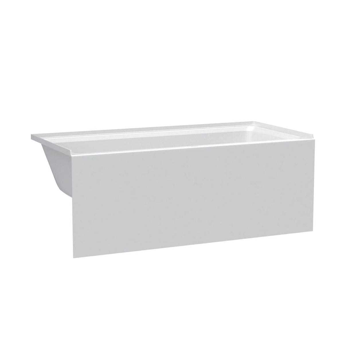 Fine Fixtures Acrylic, Fiberglass Alcove Soaking Bathtub with Integral Apron Front in Glossy White - Right Hand Drain, 72" x 32"
