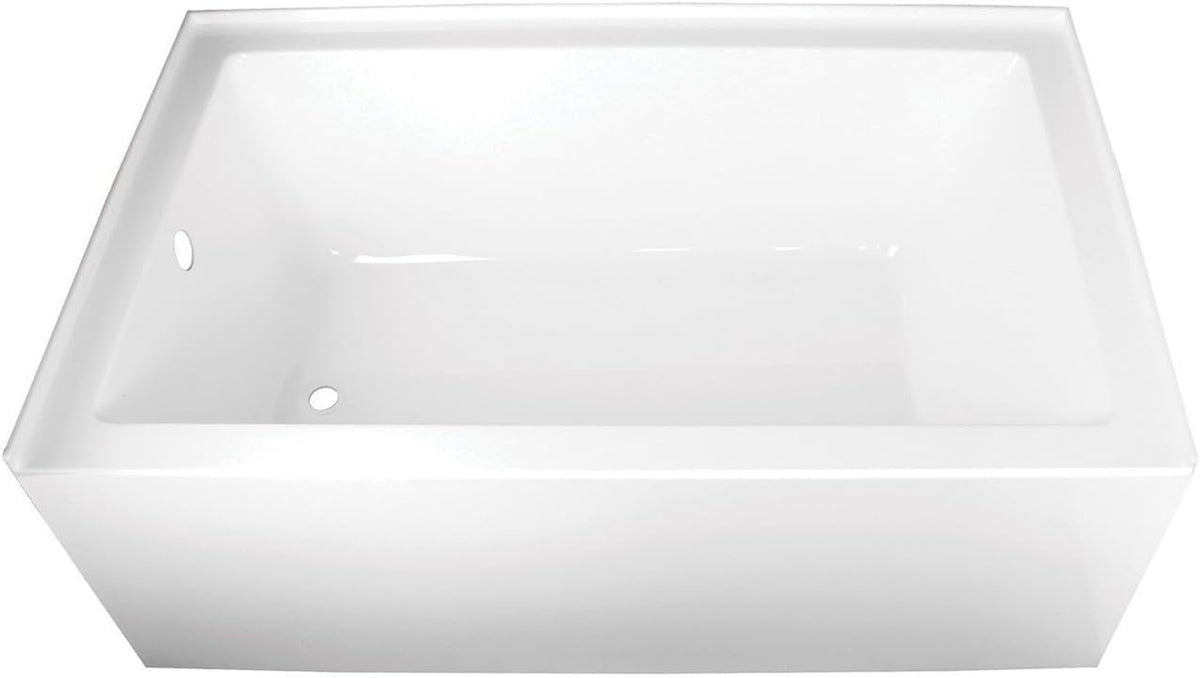 Kingston Brass Aqua Eden VTAP603622L 60-Inch Acrylic Alcove Tub with Left Hand Drain, White
