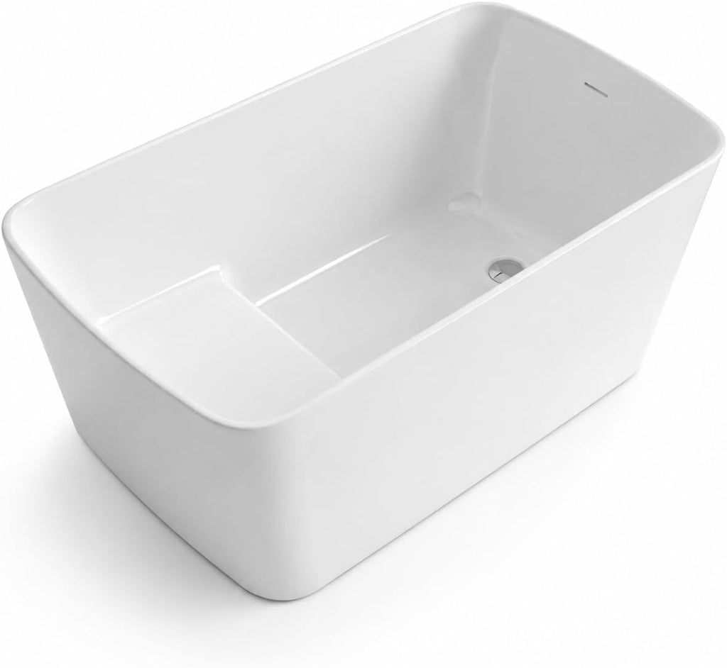 67'' Acrylic Freestanding Bathtub, Extra-Deep Soaking Free Standing Tub for Luxurious Bathing Experience, with Chrome Drain, for Main Bathroom, Black & White