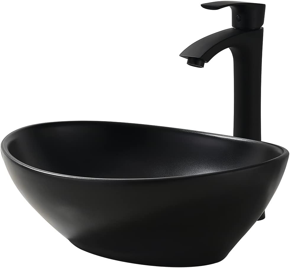 16x13 Matte Black Bathroom Sink Above Counter Vessel Sink