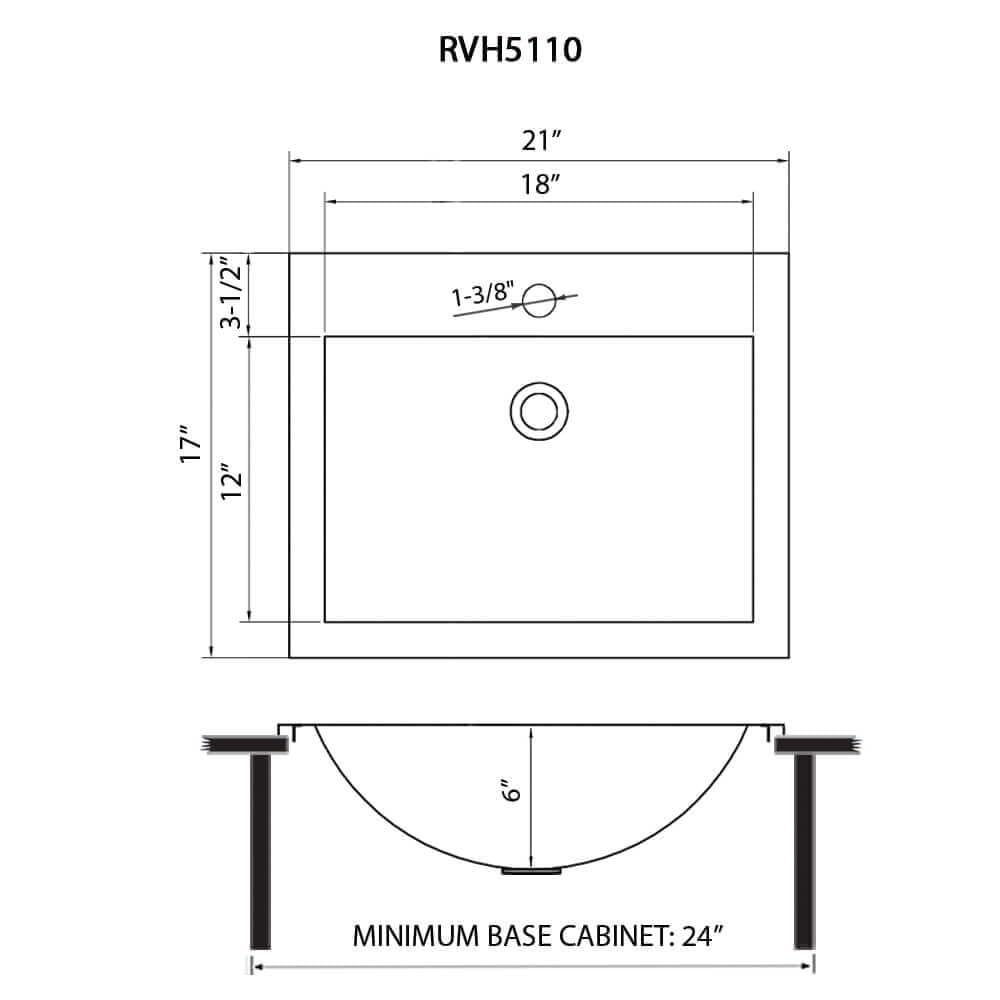 Ruvati 16x11-in Gunmetal Black 16-Gauge Bathroom Sink - RVH6107BL
