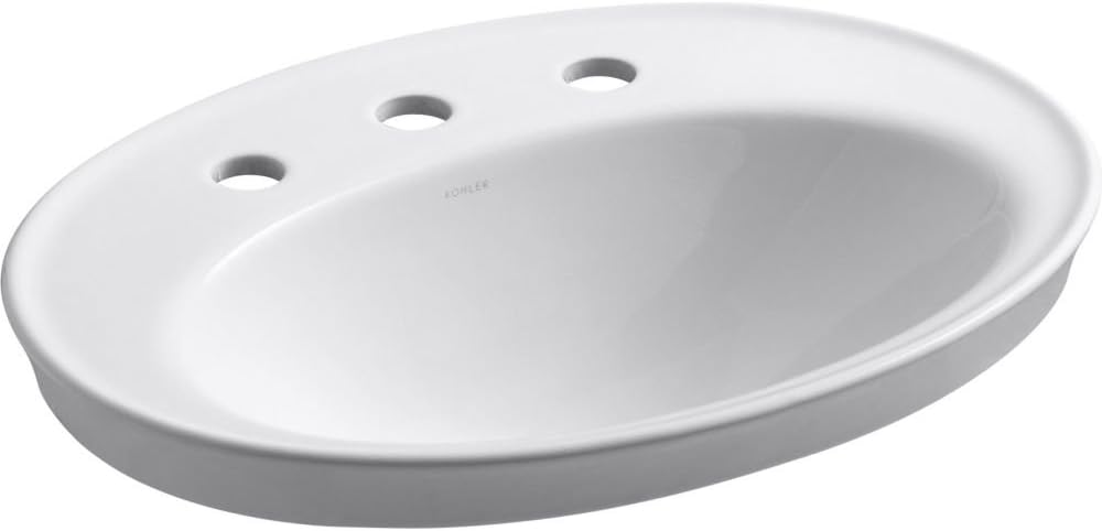 KOHLER SerifÂ® Drop-in bathroom sink with 8" widespread faucet holes