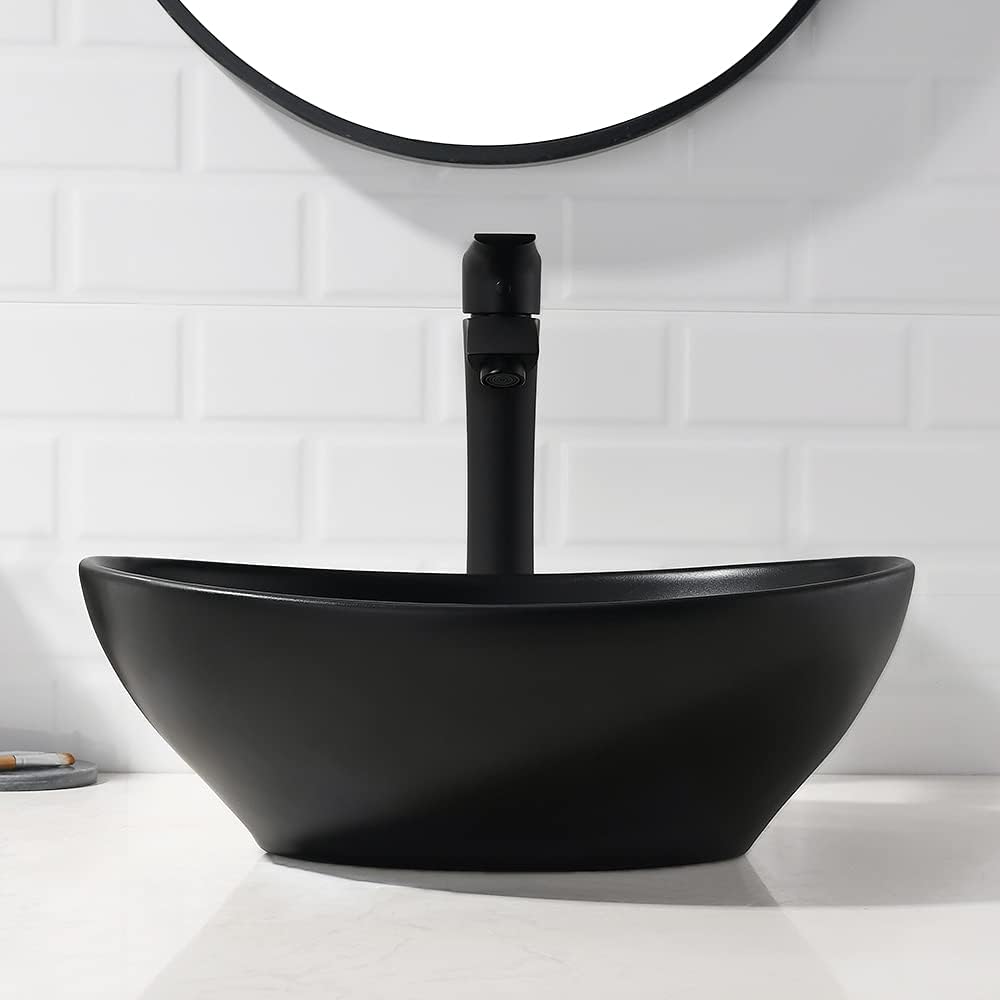 16x13 Matte Black Bathroom Sink Above Counter Vessel Sink