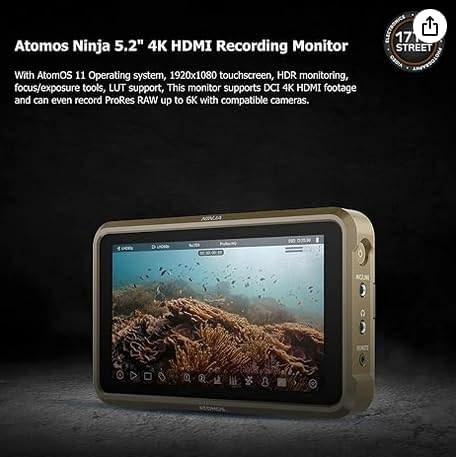 Atomos Ninja 5.2" 4K HDMI Recording Monitor 5" Accessory Kit (Version II) for Select Shinobi and Ninja Monitors, Swivel and Tilt Adjustable Monitor Mount Bundle Set