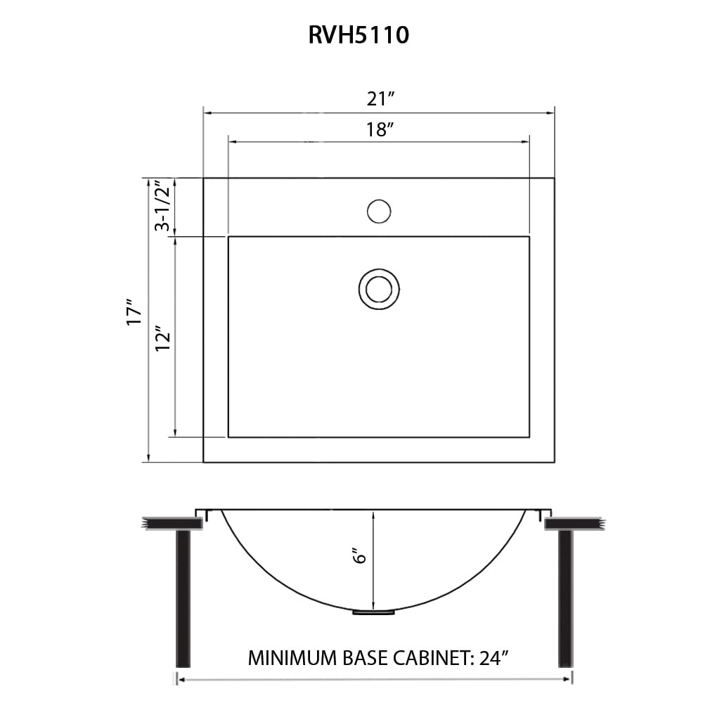 Ruvati 16x11-in Gunmetal Black 16-Gauge Bathroom Sink - RVH6107BL