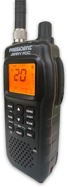 President Road Warrior CB Radio Kit âPresident Jerry AM/FM Handheld CB Radio w/Vehicle Charging System and Virginia F (Fixed Angle) Antenna Bundle, Suitable Communication for Off-Road Enthusiasts.