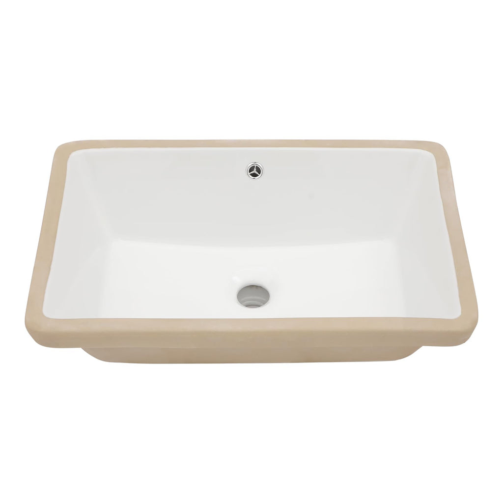 Mocoloo Bathroom Sink Undermount 22"x16" White Rectangle Porcelain Sink with Vertical Sides and Overflow Drain Under Counter Mount Ceramic Lavatory Vanity Sinks for Bathroom Interior Size 19 x 13