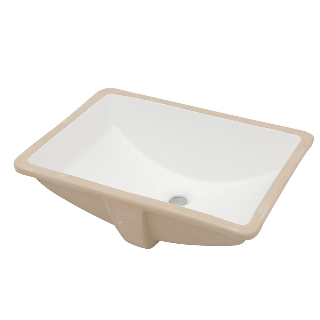 Lordear 17x12 Inch Undermount Bathroom Sink (Installation Size: 15"x10") Vanity Small Sinks Rectangle Pure White Porcelain Ceramic Bath Lavatory Vanity Sink Basin with Overflow