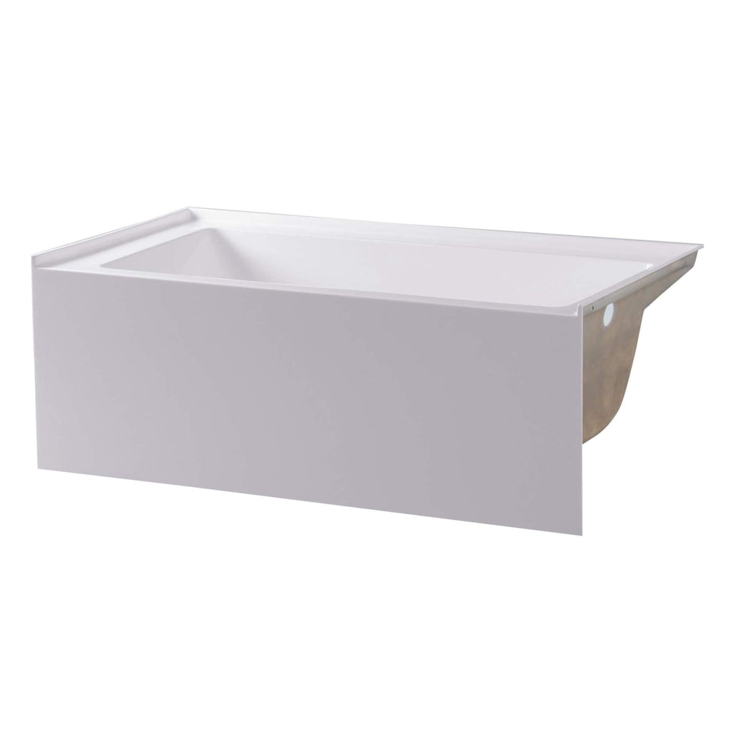 Fine Fixtures Acrylic, Fiberglass Alcove Soaking Bathtub with Integral Apron Front in Glossy White - Right Hand Drain, 72" x 32"