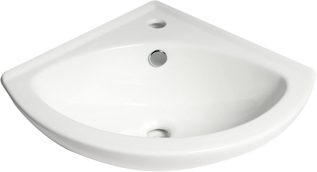 ALFI brand ABC120 White 22" Corner Wall Mounted Ceramic Sink with Faucet Hole