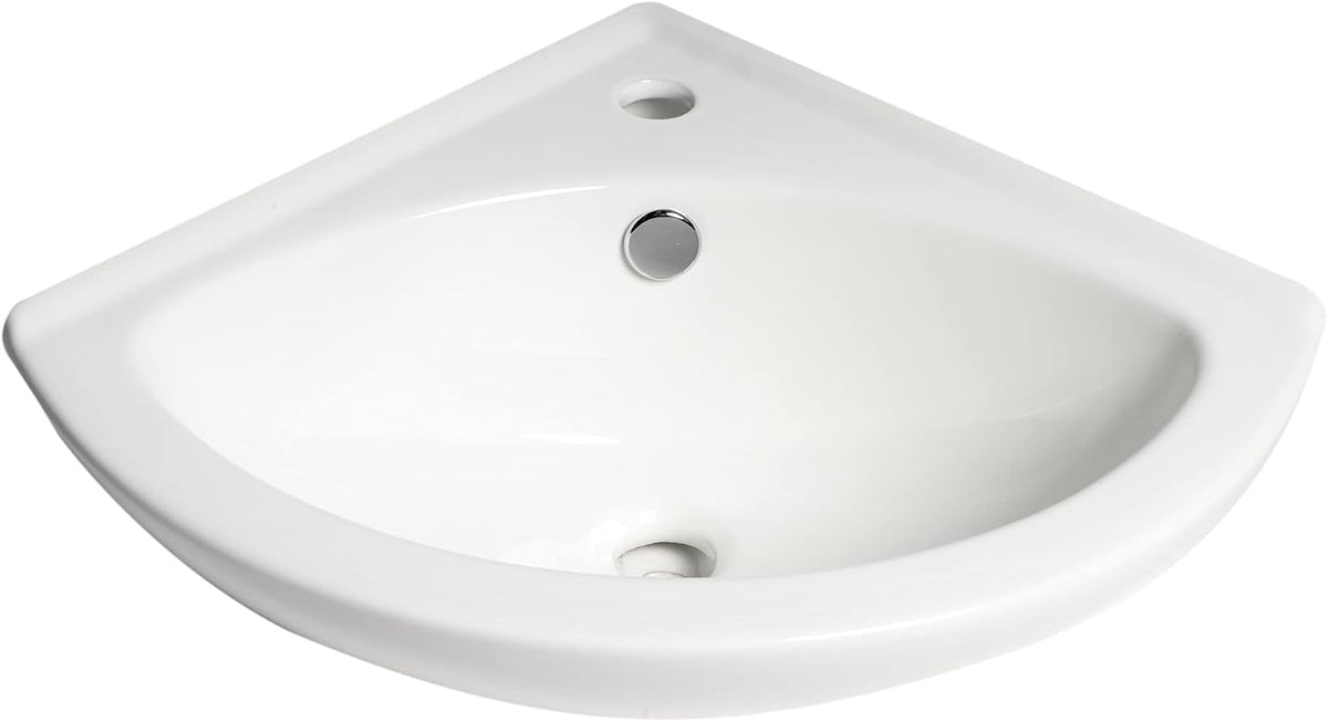 ALFI brand ABC120 White 22" Corner Wall Mounted Ceramic Sink with Faucet Hole