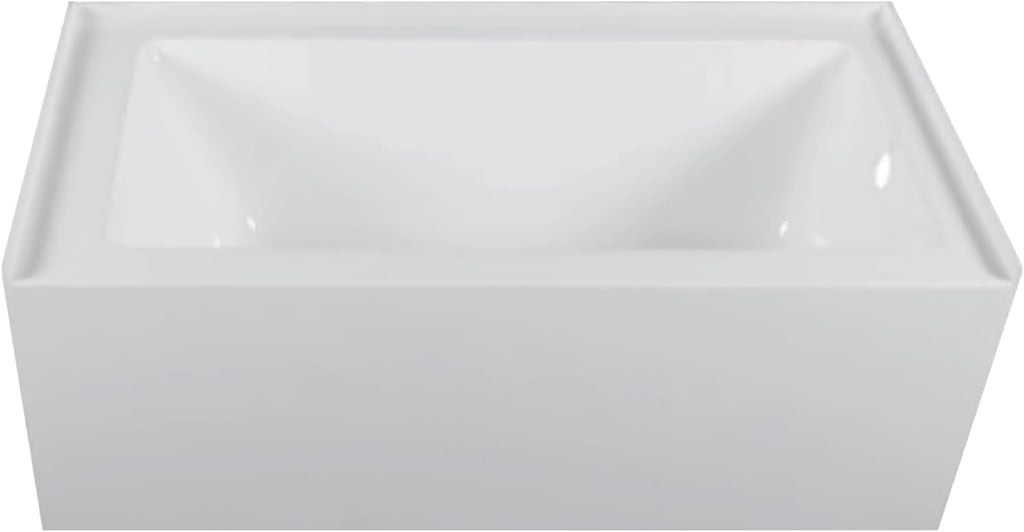 Fine Fixtures Acrylic, Fiberglass Alcove Soaking Bathtub with Integral Apron Front in Glossy White - Right Hand Drain, 72" x 32"