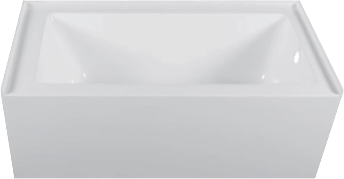 Fine Fixtures Acrylic, Fiberglass Alcove Soaking Bathtub with Integral Apron Front in Glossy White - Right Hand Drain, 72" x 32"