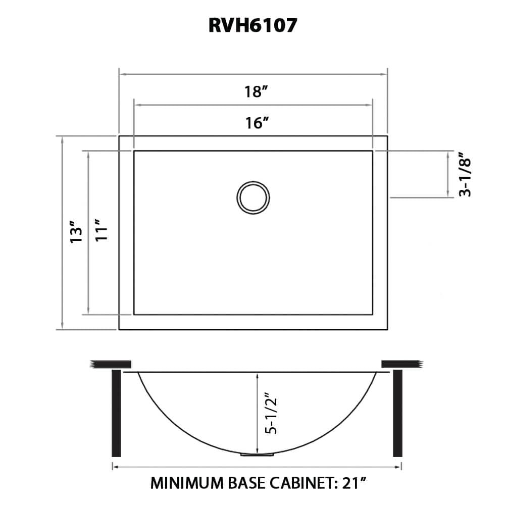 Ruvati 16x11-in Gunmetal Black 16-Gauge Bathroom Sink - RVH6107BL
