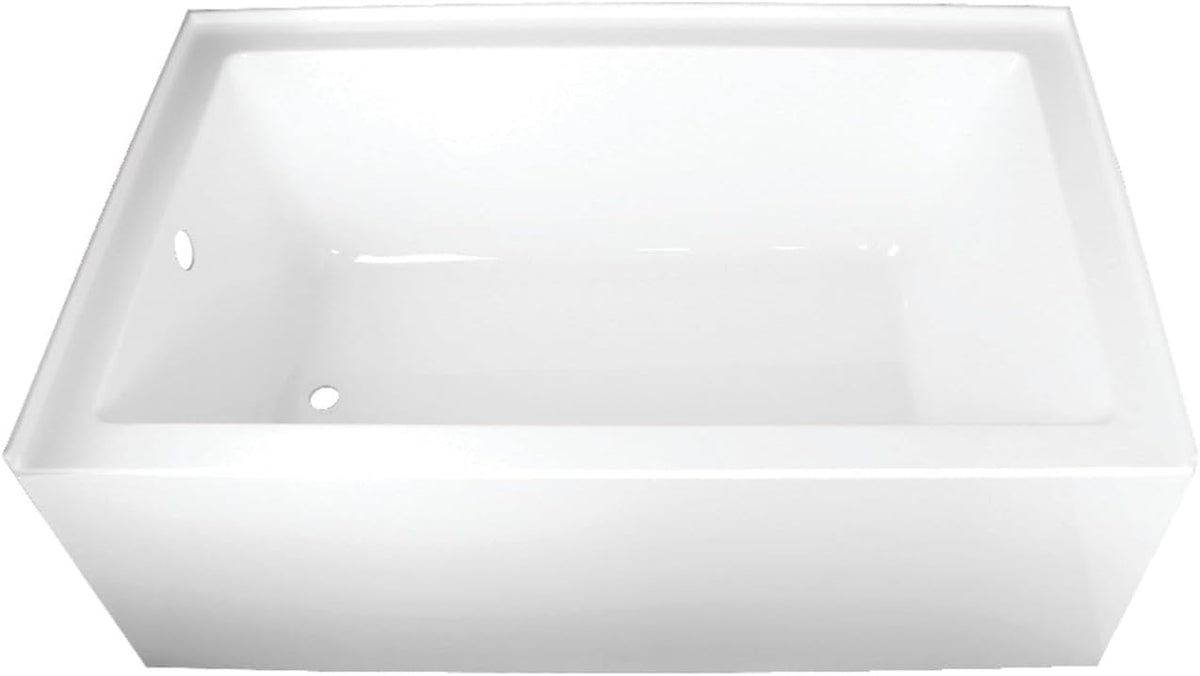 Kingston Brass Aqua Eden VTAP603622L 60-Inch Acrylic Alcove Tub with Left Hand Drain, White
