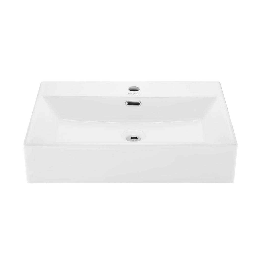 Claire 30" Rectangle Wall Mount Bathroom Sink in Glossy White