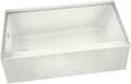 Maax 105815-L-000-001 Soaking Bathtub with Left Hand Drain, Integrated Tiling Flange and Skirt, 59.75-in L x 30-in W x 18.375-in H, White