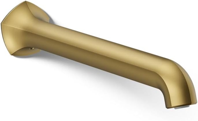 KOHLER 27115-2MB Occasion Wall-Mount 12" Bath Spout, Nondiverter Bathtub Spout with Slip-Fit Connection, Vibrant Brushed Moderne Brass