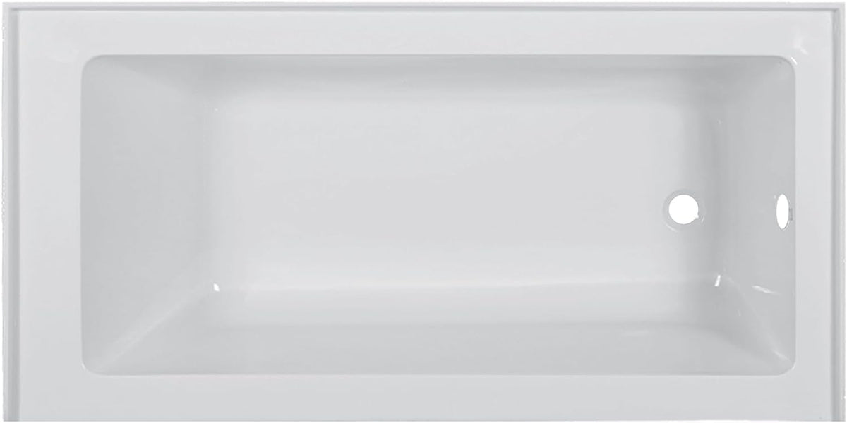 Fine Fixtures Acrylic, Fiberglass Alcove Soaking Bathtub with Integral Apron Front in Glossy White - Right Hand Drain, 72" x 32"