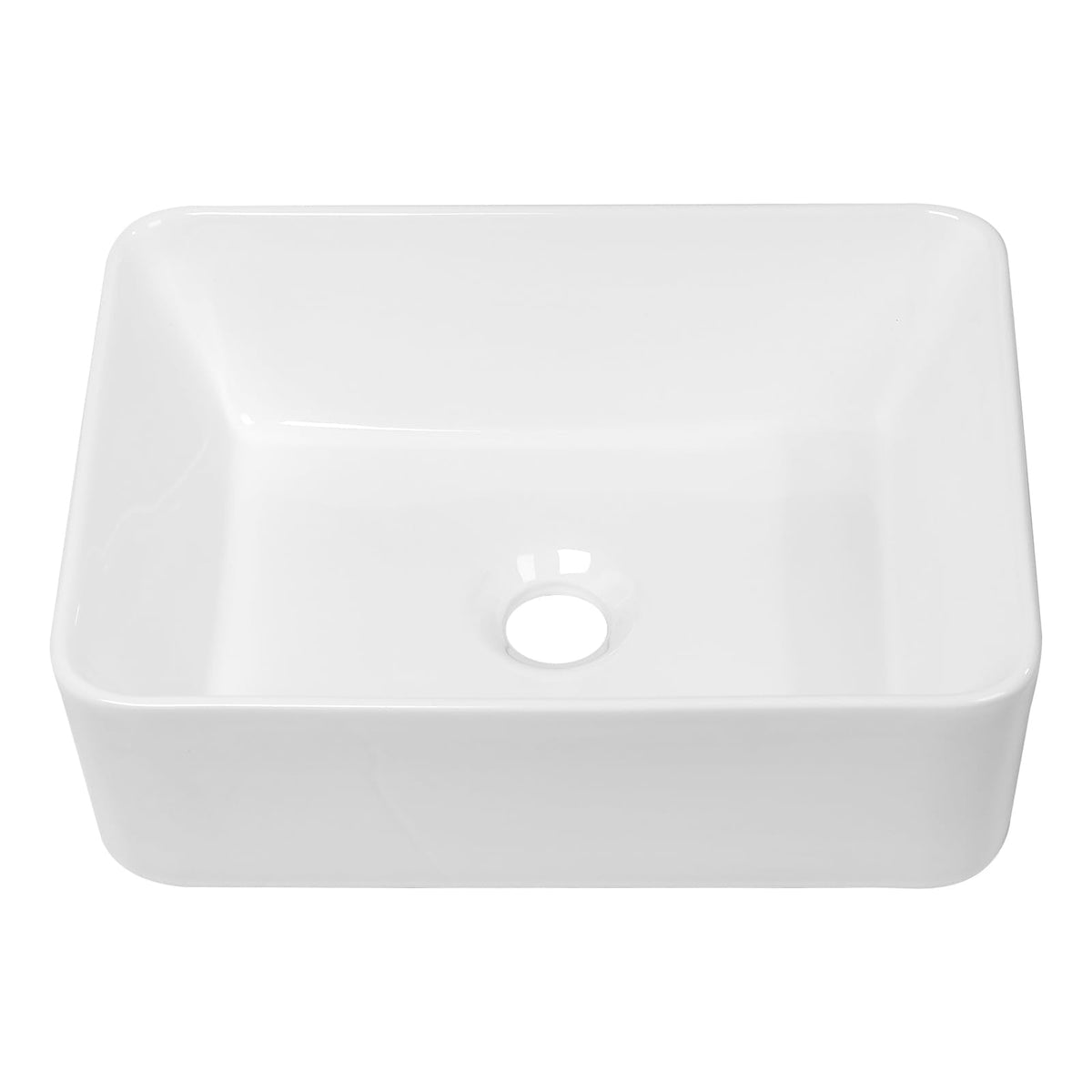 Bathroom Vessel Sink 19"x15" Rectangle Sink Above Counter White Porcelain Ceramic Modern Vanity Sink Art Basin with Faucet Hole
