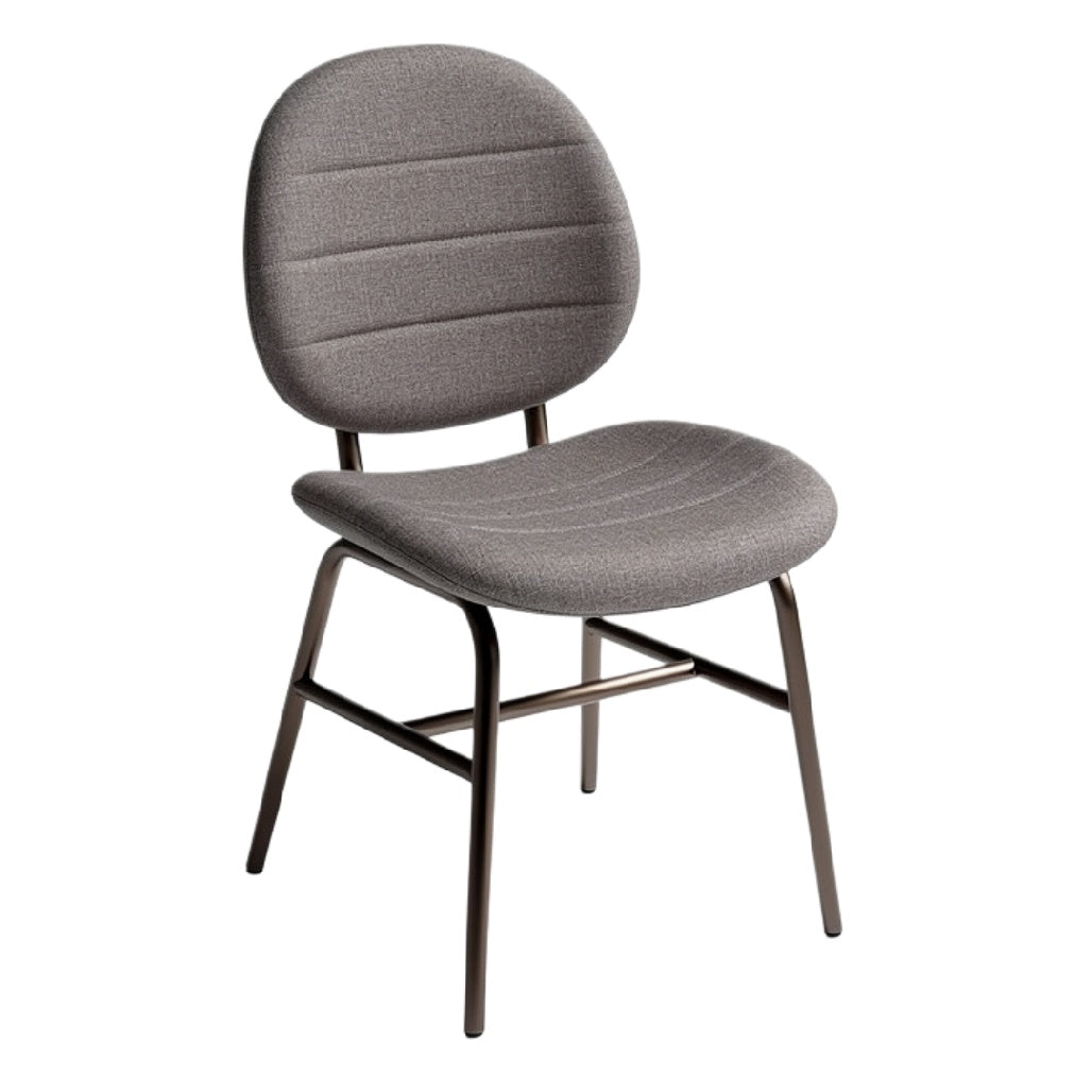 “Stijlvolle Grijze Stoel met Stalen Frame en Ergonomisch Ontwerp”