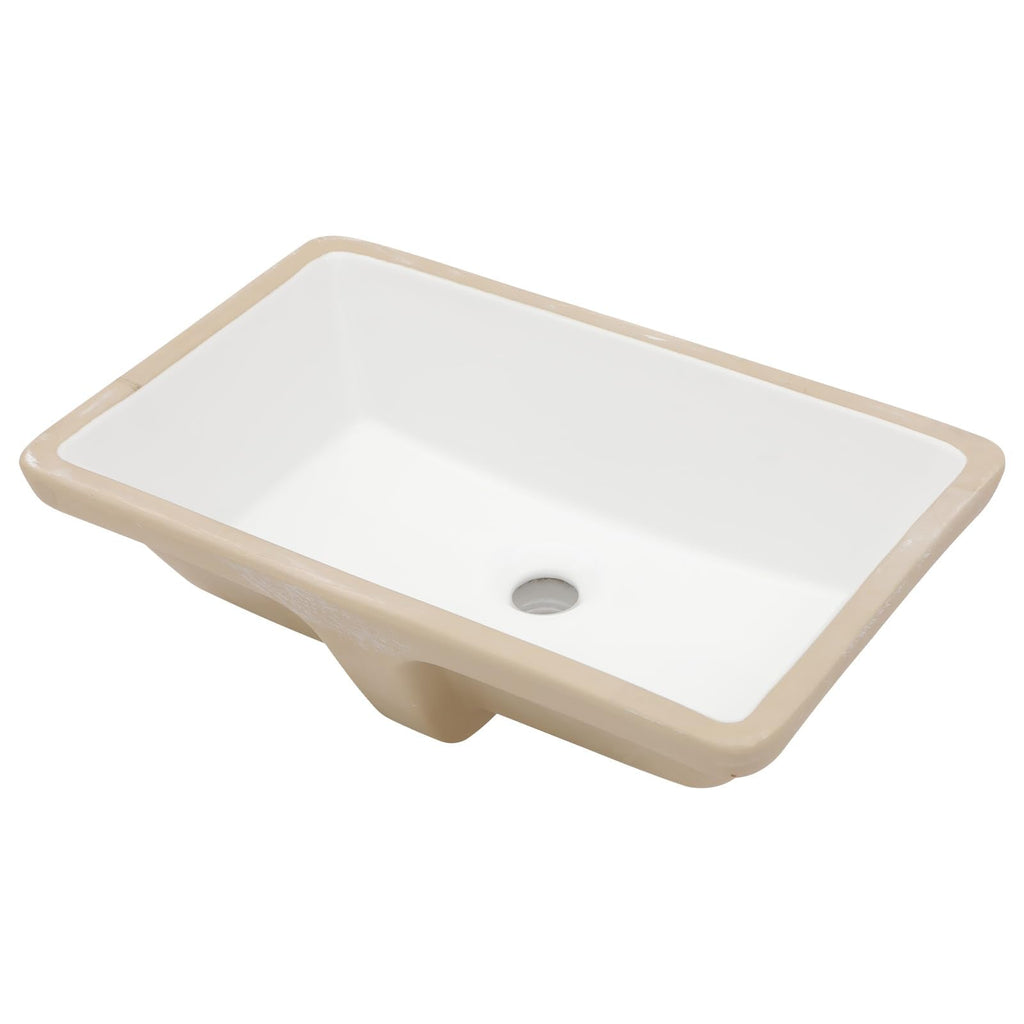 Mocoloo Bathroom Sink Undermount 22"x16" White Rectangle Porcelain Sink with Vertical Sides and Overflow Drain Under Counter Mount Ceramic Lavatory Vanity Sinks for Bathroom Interior Size 19 x 13
