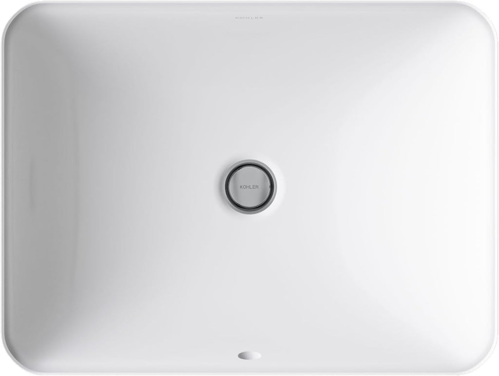 KOHLER 20000-0 Caxton Rectangle Undermount Bathroom Sink, Bathroom Vanity Sink with Overflow Drain, 20-1/4 L x 15-11/16 W, White