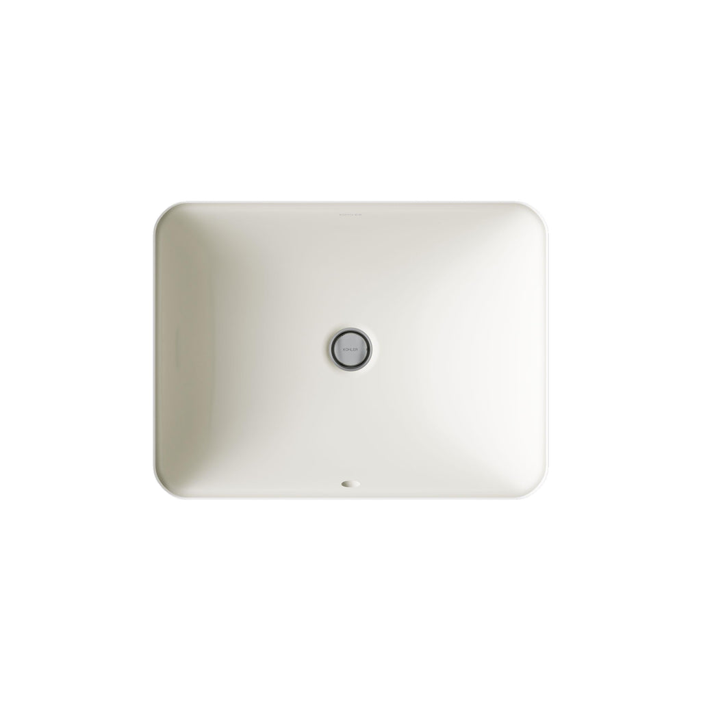 KOHLER 20000-0 Caxton Rectangle Undermount Bathroom Sink, Bathroom Vanity Sink with Overflow Drain, 20-1/4 L x 15-11/16 W, White