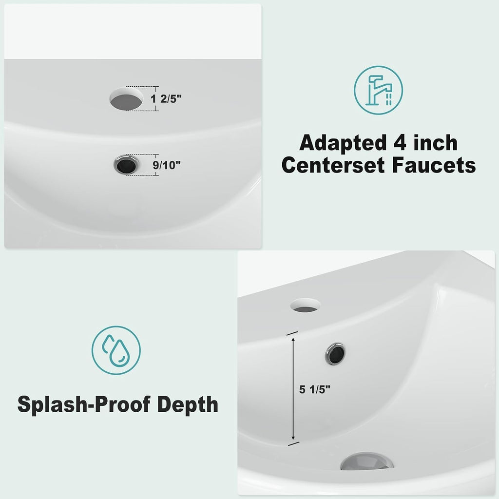 20"x17" Ceramic Pedestal Bathroom Sink with, Single Hole Faucet - Space-Saving Design for Half Baths & Rooms