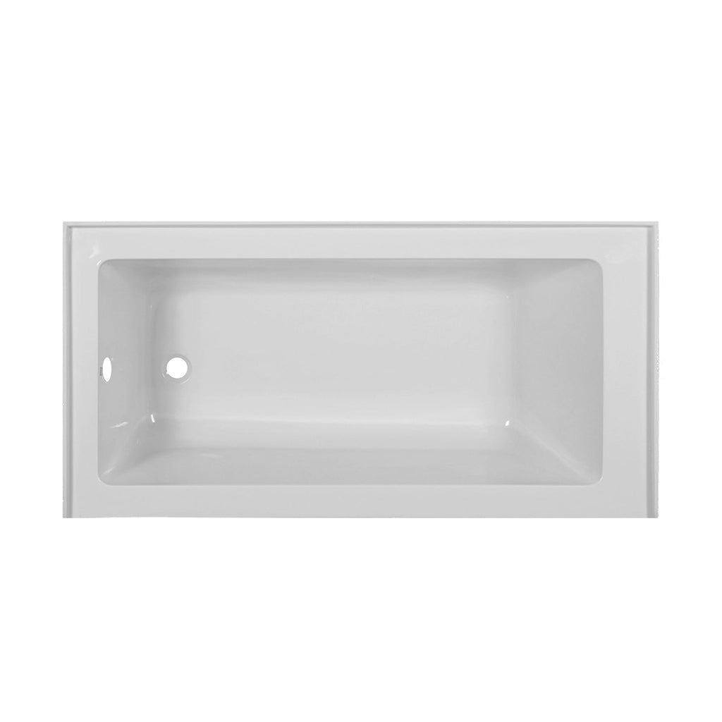 Fine Fixtures Acrylic, Fiberglass Alcove Soaking Bathtub with Integral Apron Front in Glossy White - Right Hand Drain, 72" x 32"