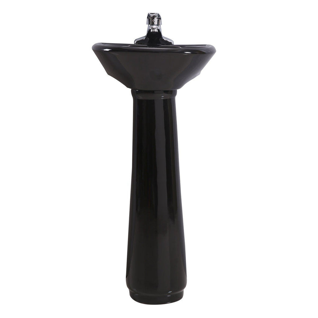 Renovators Supply Manufacturing Ondine Space Saving 16" W x 33" H x 14.5" Proj. Small Bathroom Pedestal Sink, Vitreous China, with Overflow, Compatible with 4 in. Centerset Faucets