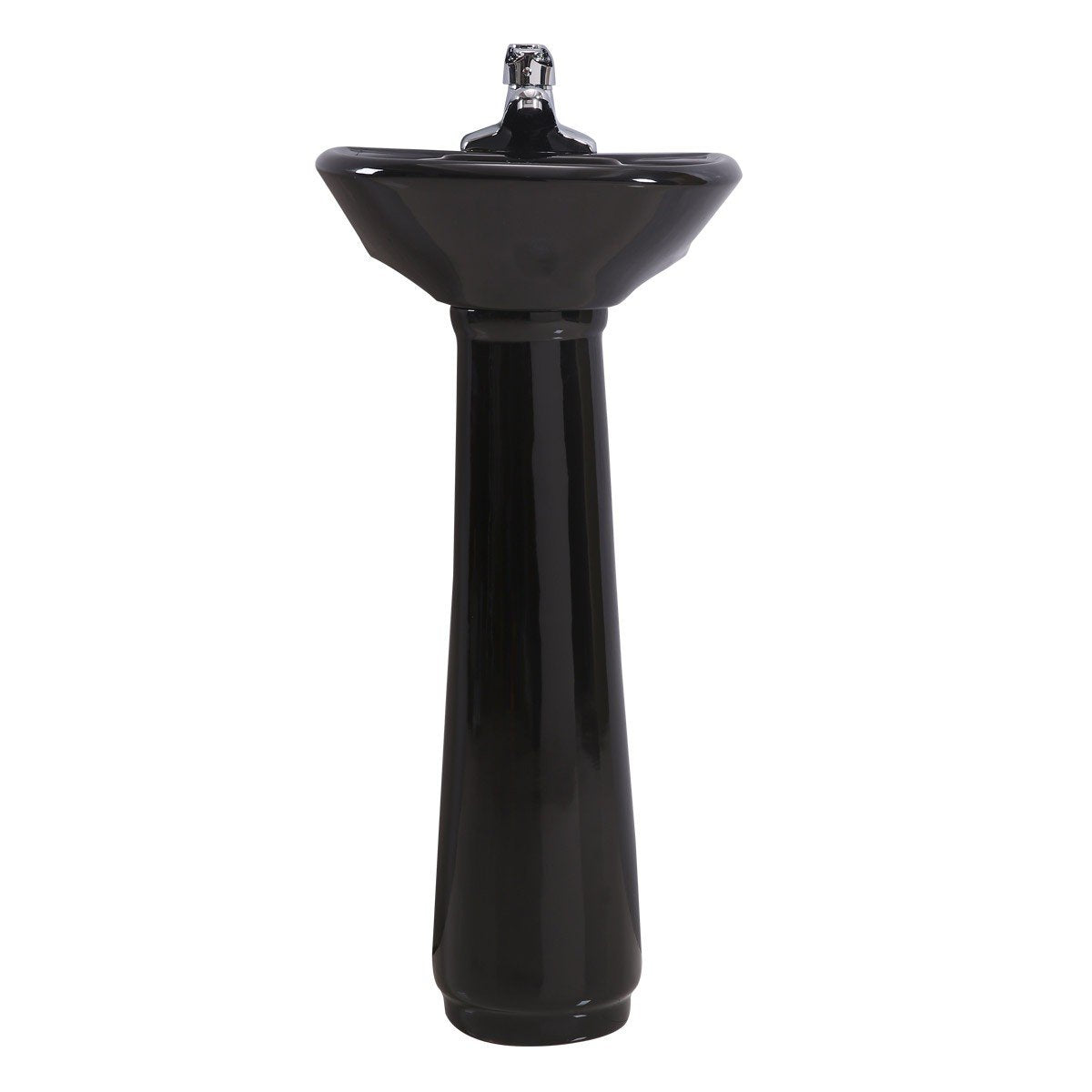 Renovators Supply Manufacturing Ondine Space Saving 16" W x 33" H x 14.5" Proj. Small Bathroom Pedestal Sink, Vitreous China, with Overflow, Compatible with 4 in. Centerset Faucets