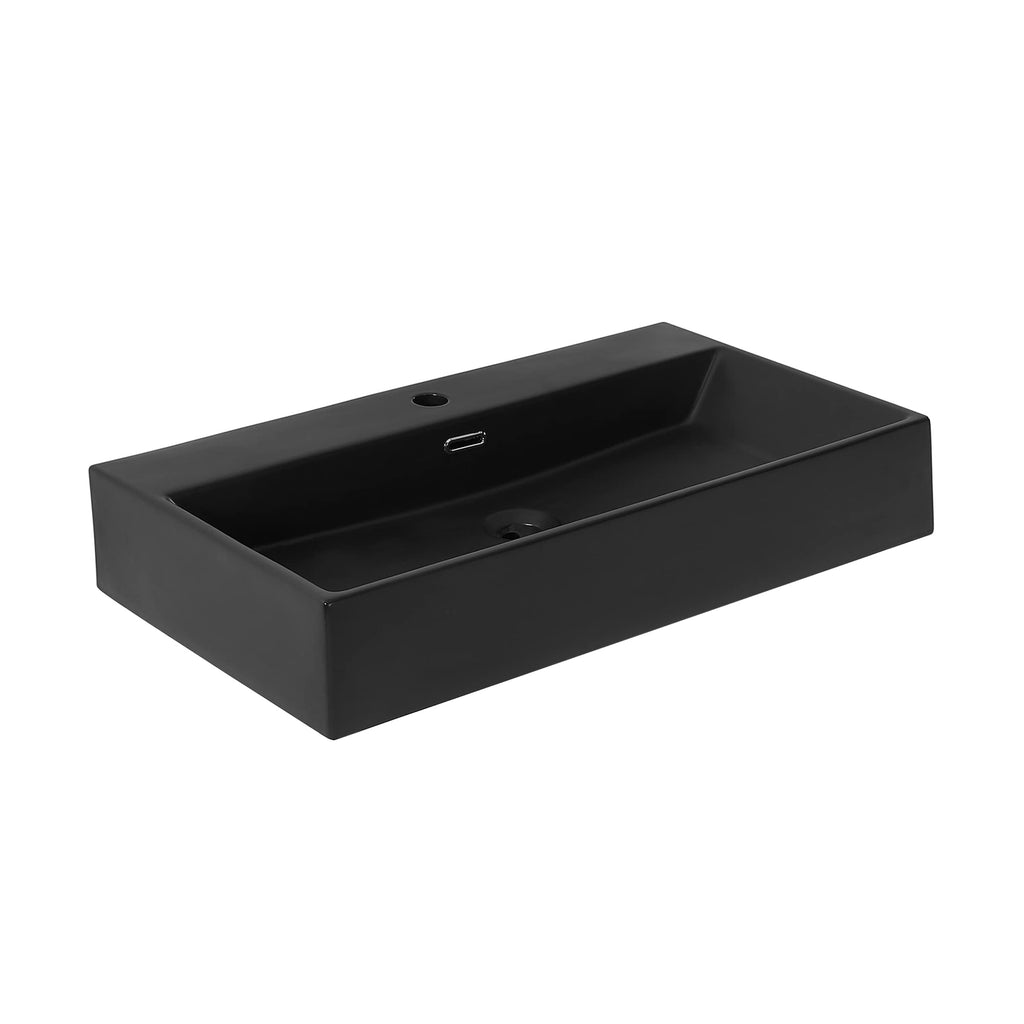 Claire 30" Rectangle Wall Mount Bathroom Sink in Glossy White
