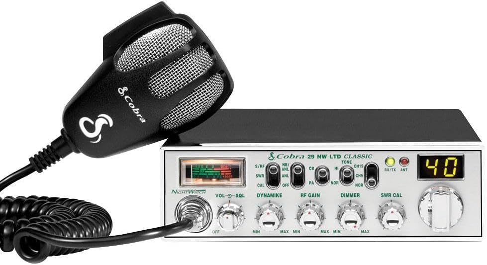 Cobra 29NW Classic Professional CB Radio - Emergency Radio, Travel Essentials, Instant Channel 9/19, Full 40 Channels, SWR Calibration and Nightwatch Illumination Display