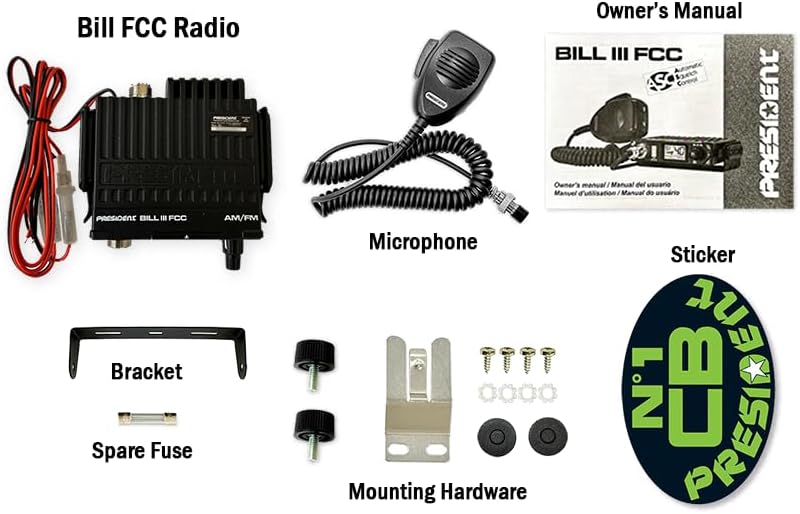President Bill III (Bill 3) FCC AM/FM Ultra-Compact with P Channels, NRC, Weather Channel CB Radio. (TXUS201)