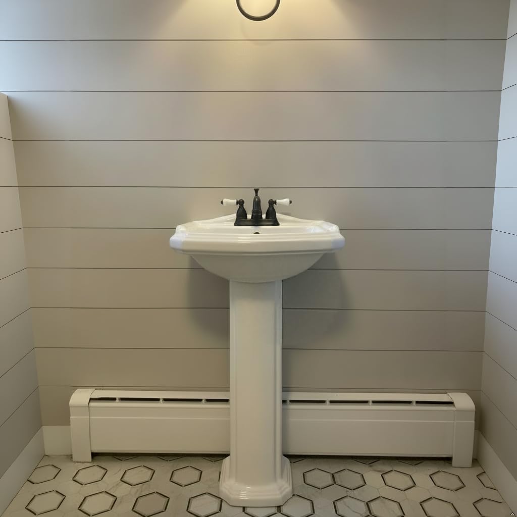 Renovators Supply Manufacturing Ondine Space Saving 16" W x 33" H x 14.5" Proj. Small Bathroom Pedestal Sink, Vitreous China, with Overflow, Compatible with 4 in. Centerset Faucets