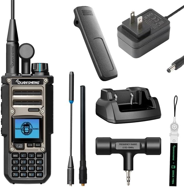 QUANSHENG TK11(8) Taiko Kong Ham Radio, 10W Portable Multiband Transceiver 0.153-1160MHz, with AM/FM/SSB, Spectrum Analyzer, NOAA Weather Alert, Dual Watch, Smart Code Breaker for Radio Enthusiasts