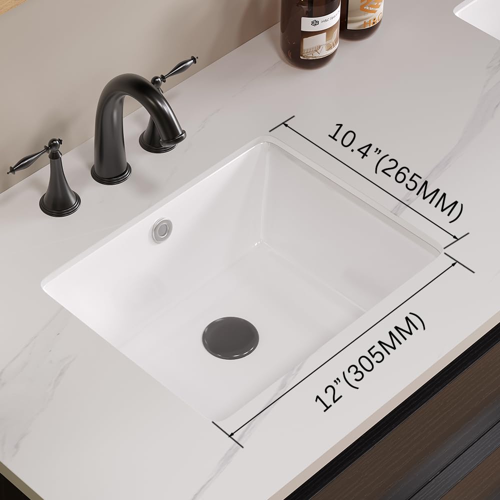 18in Undermount Bathroom Sink Rectangular, 18.1" x 13.8" Vessel Sink Rectrangle Undermount Bathroom Sink White Ceramic Lavatory Vanity Vessel Sink with Overflow
